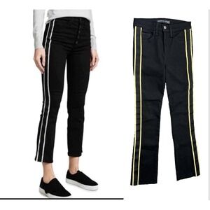 Veronica Beard Carolyn 10" Baby Boot Jeans Raven Black Gold  Size‎ 25 29inseam